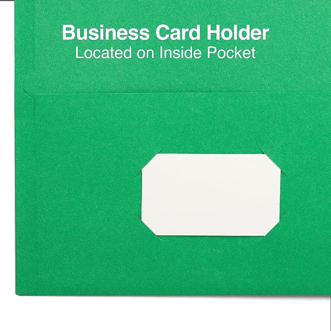 Staples 10% Recycled Smooth 2‑Pocket Paper Presentation Folders with Fasteners, Letter Size Project Folders for Office & School, Green, 10‑Pack