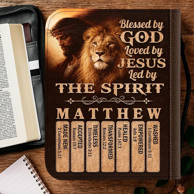 Personalized Man of God Bible Cover, God Says I Am Bible Case PU Leather, Bible Holder Handle Zipper, Faith Scripture with Name Case Bag, Religious Gifts for Church Christians Women Men (03)