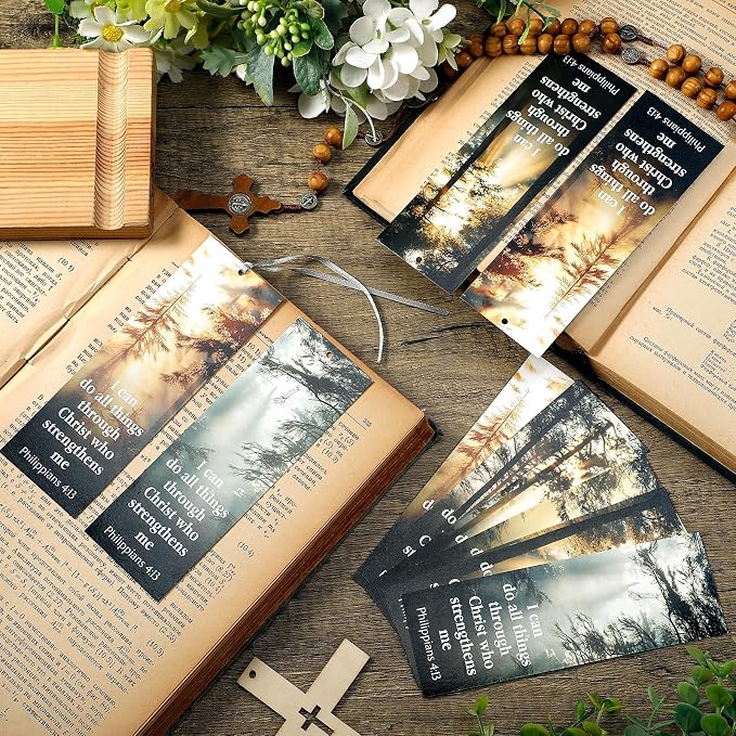 Dispowreath 60 Pcs I Can Do All Things Through Christ Bookmarks Religious Philippians 4: 13 Bookmarks Church Exchange Gifts for Men & Women Sunday School Vbs Church Prizes Party Favors