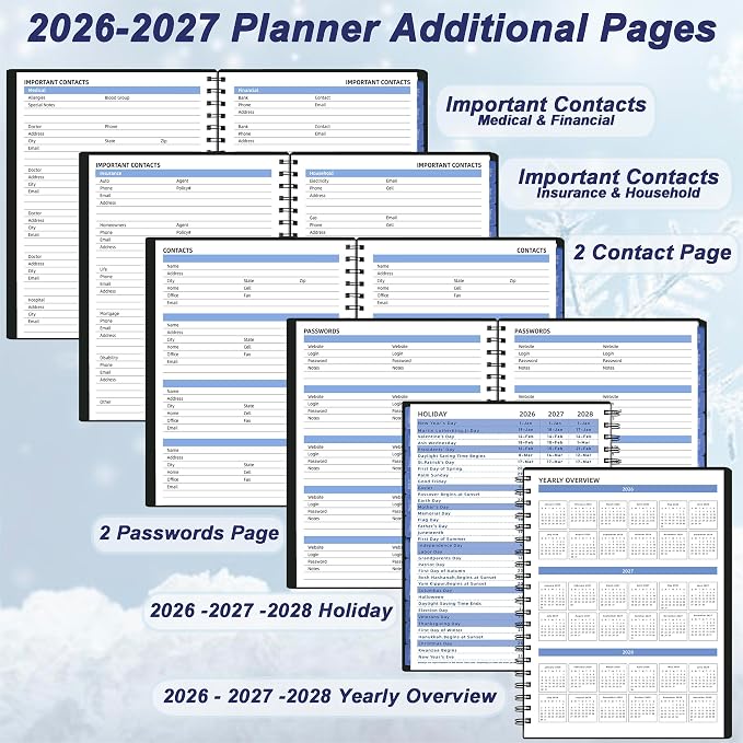 Monthly Planner 2026-2027 (7.4'' x 9.6''), 18 Months Calendar Book from Jul 2026-Dec 2027, 2026 Agenda Planner with Tabs & Pocket, 120GSM Paper, Black