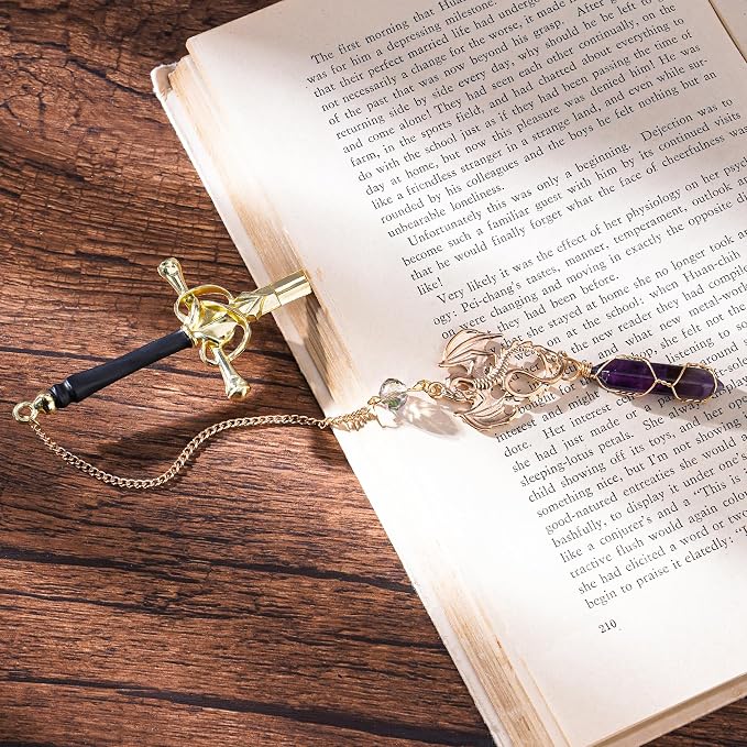 Dragon Sword Bookmark Gift - Fantasy Fourth Wing Book Mark for Reading Novel Lovers Men Boys Funny Cool Unique Metal Page Markers for Reader Birthday Students Teacher School Accessories