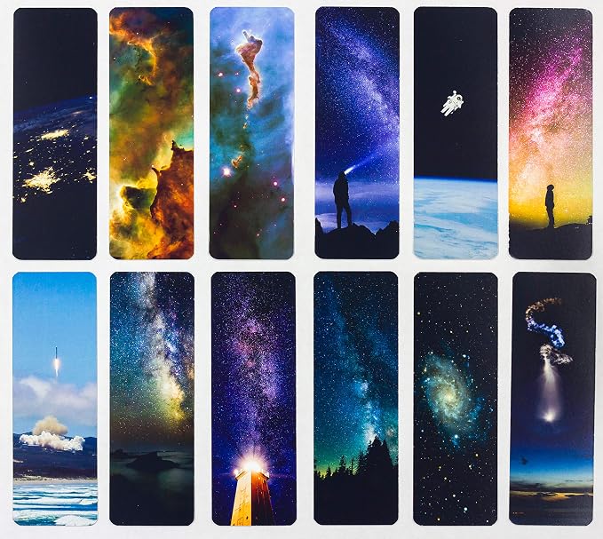 Livin Harmony || Cool Cosmic Space Bookmarks (12 - Set) || Stellar Gift for Kids and Everyone! || Made in USA!