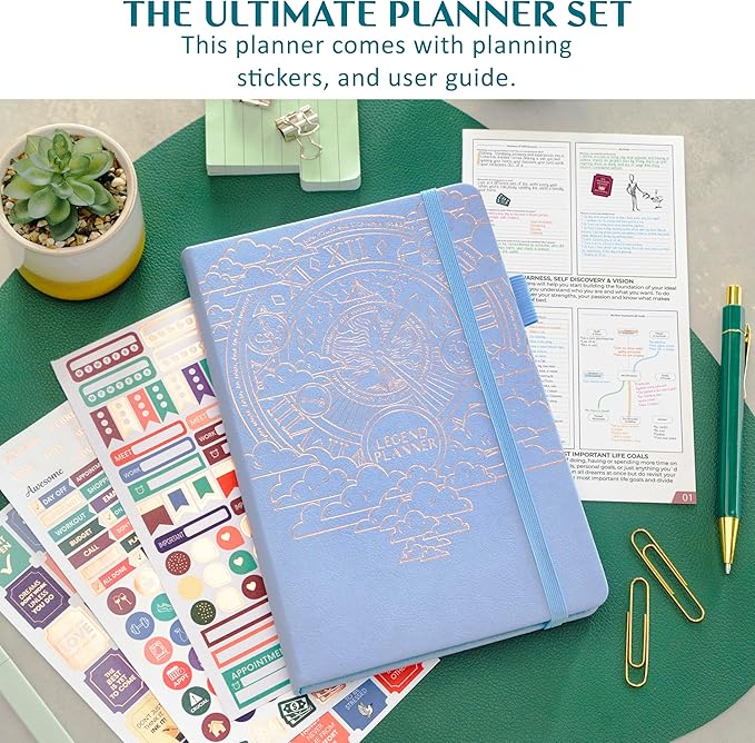 Legend Dated Hourly Weekly Planner 2026 – Daily, Monthly & Yearly Agenda with Time Slots – Hardcover Organizer Journal, 5.8x8.3” (Periwinkle)