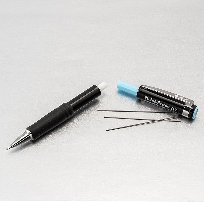 Pentel Twist-Erase III Mechanical Pencil, (0.7mm), Black Barrel, 12 Pack (QE517A)