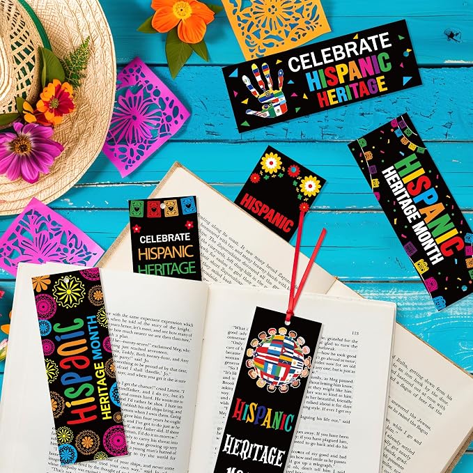 Haooryx Hispanic Heritage Bookmarks - 120 Pcs Latin American Countries Flags Bookmarks Celebrate National Hispanic Heritage Month Book Marks for Student Rewards Classroom Stationery Handout Supplies