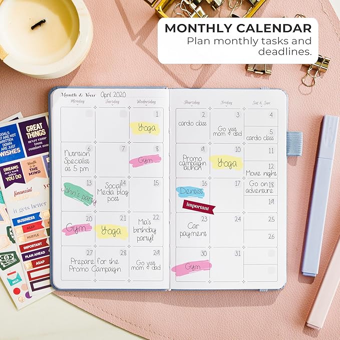 GoGirl Planner and Organizer for Women – Pocket Weekly Planner, Goals Journal & Agenda for Time Management & Productivity. Undated (Light Blue)