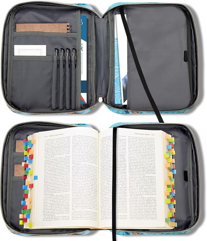 GUEER Bible Cover for Women, Bible Holder, Bible Cover Carrier Carrying Organizer Bag, Zipper and Pockets for Standard Size Bible, Gift for Women(Gloden)