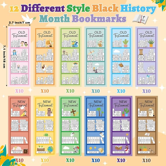 Haooryx Bible Reading Tracker Bookmarks - 120Pcs Old and New Testament Tracker Christian Religious Paper Bookmark Books of The Bible Book Mark for Book Lovers Sunday School Student Reward Church Gifts