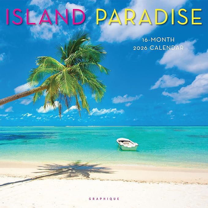 Graphique 2026 Island Paradise Wall Calendar | 12” x 12” | Thick Paper | Home & Office Organizer | Large Monthly Grid | 3 Languages & Marked Holidays | 4 Month Preview Page for 2027