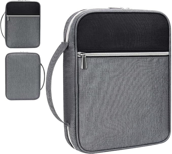 Bible Cover for Women, Bible Holder, Bible Cover Carrier Carrying Organizer Bag, God is Within Her She Will Not Fall, Zipper and Pockets for Standard Size Bible, Gift for Women（BlackGrey）