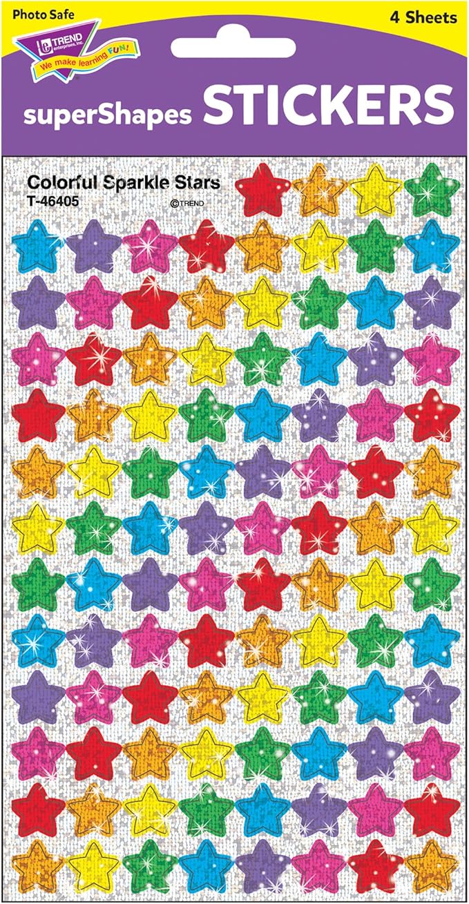 Trend Enterprises, Inc. Colorful Sparkle Stars superShapes Stickers, 400 ct
