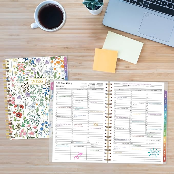 2026 Appointment Book, 30 Minutes-Hourly, Weekly ＆ Monthly Calendar Planner 2026, Jan 2026 - Dec 2026, 6.2'' x 8.4'', 2026 Daily Planner with Tabs ＆Pocket, Flexible Cover, Great for Office, Home, School
