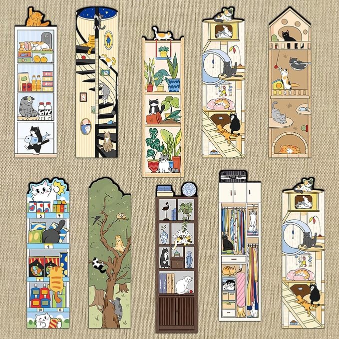 30 Pcs Kitty Bookmarks,Book Tracker,Book Tracker Bookmark，Funny Bookmarks for Men,Women,Book Lovers,Page Markers for Students Teachers Reading,DIY Art Decoration Cards，Romance Reader Present Handmade