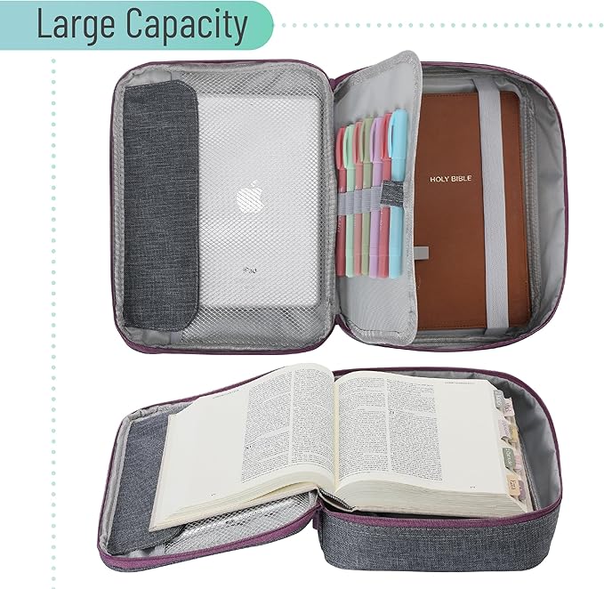 Mr. Pen- Bible Cover Case, Carrying Book Case with Durable Handle, Bible Protective Church Bag for Men & Women, Christian Gifts, Gray