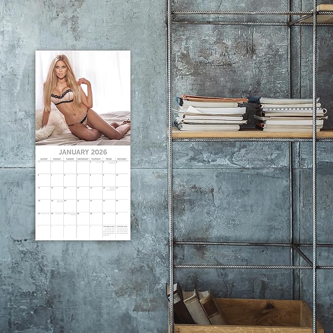 2026 Square Wall Calendar - Liń‎gerie 12 x 12 Inch Monthly View, 16-Month, Unveiled Theme, Includes 180 Reminder Stickers