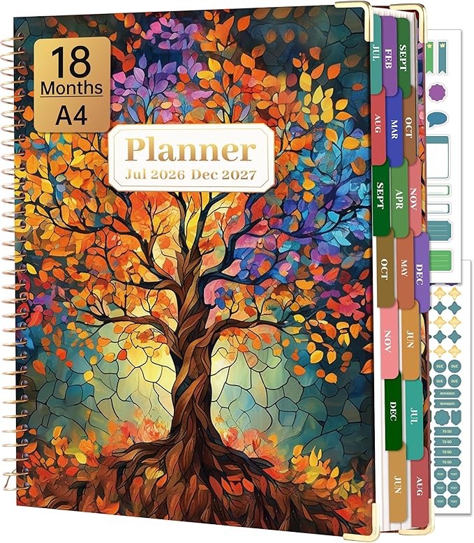 Yoment Planner 2026-2027 Weekly and Monthly 8.5"x11" Large Hardcover Planner from Jul 2026 - Dec 2027 18 Months Calendar Planners for Women Men Yearly Agenda Daily Weekly Planning with Tabs, Tree