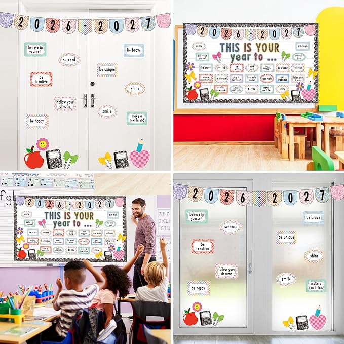 Composition Notebooks Classroom Bulletin Board Set This is Your Year Classroom Decoration Inspirational Welcome Back to School for School Office Chalkboard Wall Door Learning Activities Decor Supplies