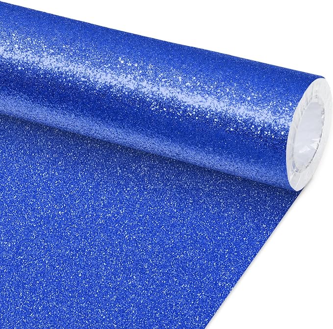 Qyeahkj 17in x 20ft Glitter Bulletin Board Paper Roll Bulletin Board Background Paper Fade Resistant Classroom Decoration Poster Art Craft Home Wall Education Decor Royal Blue