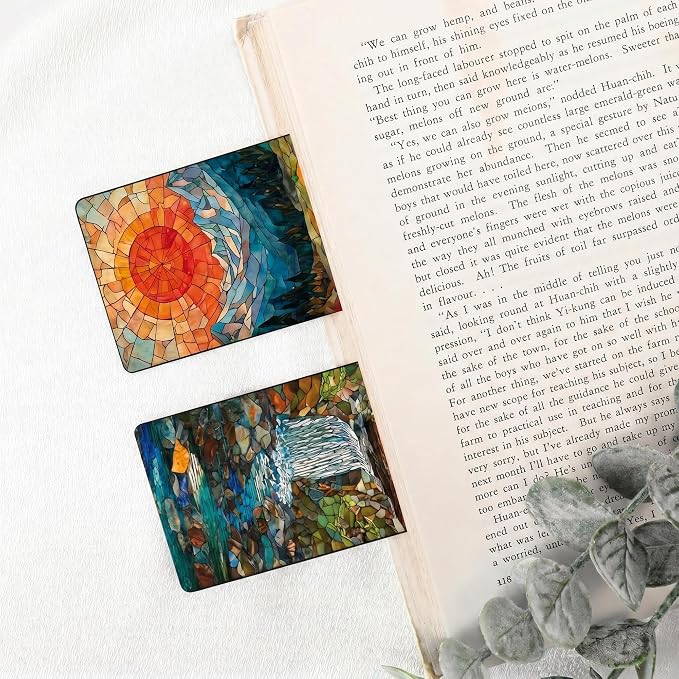 Fantasy Seasons Bookmark Gifts - 10 Pcs Pretty Stained Glass Art Bookmarks for Women Men Book Lovers Students Aesthetic Page Marks School Reading Accessories Bookish Birthday Graduation Gift