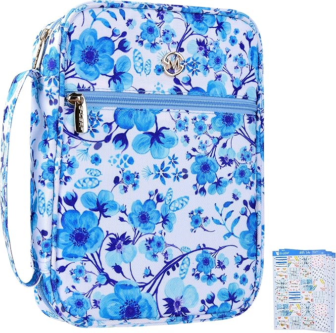 G-LEAF Bible Cover Case/Book Cover, Bible Case for Women Girls, Bible Cover Bags Floral Pattern With Handle Fits for Standard Size Bible, 9.5x6.7x2.5 In
