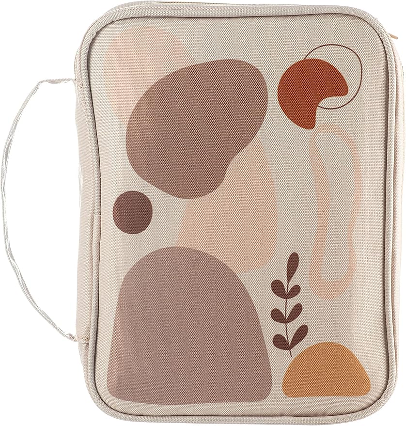 DiverseBee Bible Cover with Handles, Zippered Bible Carrying Case for Women and Girls, Bible Tote Bag for Kids, Book Cover Accessories, Christian Gifts 7.5 x 10 x 2.5in (Vanilla)