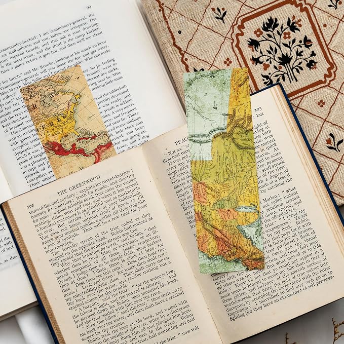 Vintage Bookmark Bulk Gifts - 100 Pcs World Map Paper Bookmarks for Women Students Men Book Lovers Retro Page Marks School Office Reading Accessories Bookish Gift for Birthday Christmas