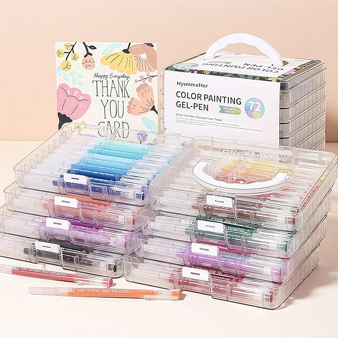 72 Advanced Colored Gel Pens Set, 0.6mm Fine Point for Black Paper & White Paper, Pens for Journaling, Adult Coloring Books, Bible, Drawing, Note Taking, Art & Journaling Supplies
