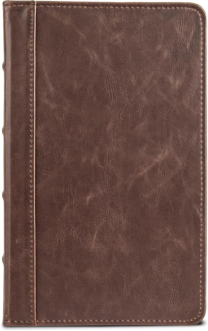 Samsill Small Vintage Portfolio/Zipper Faux Leather Portfolio, Book Style Hardback Design, Business & Interview Padfolio Organizer, Holds 5 x 8 Writing Pad, Dark Brown