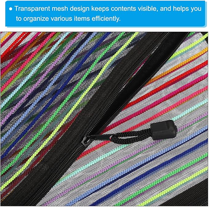 PATIKIL Mesh Zipper Pouch, 12 Pack Nylon A5 Size Pen Pencil Case Document Toiletry Cosmetic Makeup Zipper Travel Pouch Organizer for Office, Black