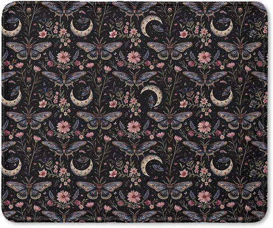Dark Floral Butterfly Witchy Mouse Pad, Mystical Gothic Moth Mouse Pad for Home Office Computer Gaming Desk Essentials, Butterfly Gifts for Women, 9.5x7.9 Inch