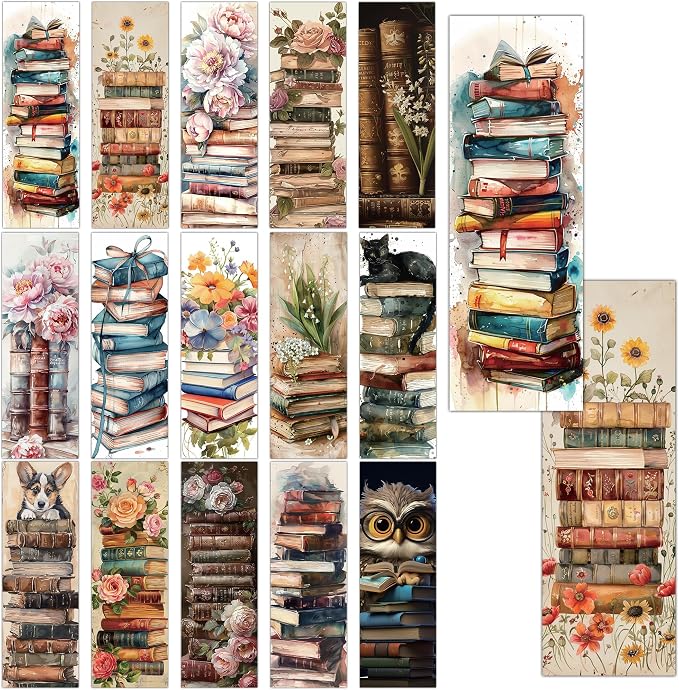 60 Pcs Vintage Book Floral Bookmarks, Cute Animal Book Marks for Reading Women Kids, Book Lover Gifts, Cute Aesthetic Bulk Bookmark Bulk, Classroom Rewards and Bookish Gift