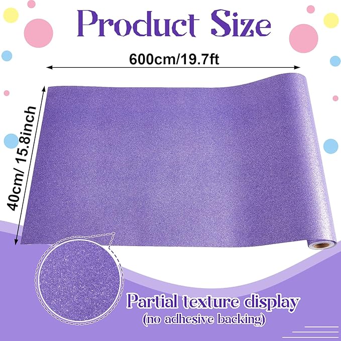 gisgfim 16" x20ft Glitter Bulletin Board Paper Roll Sparkle Color Bulletin Board Background Poster Paper Non Fading Gift Wrapping DIY Art Crafts for Office Classroom Decoration, Ultra Purple