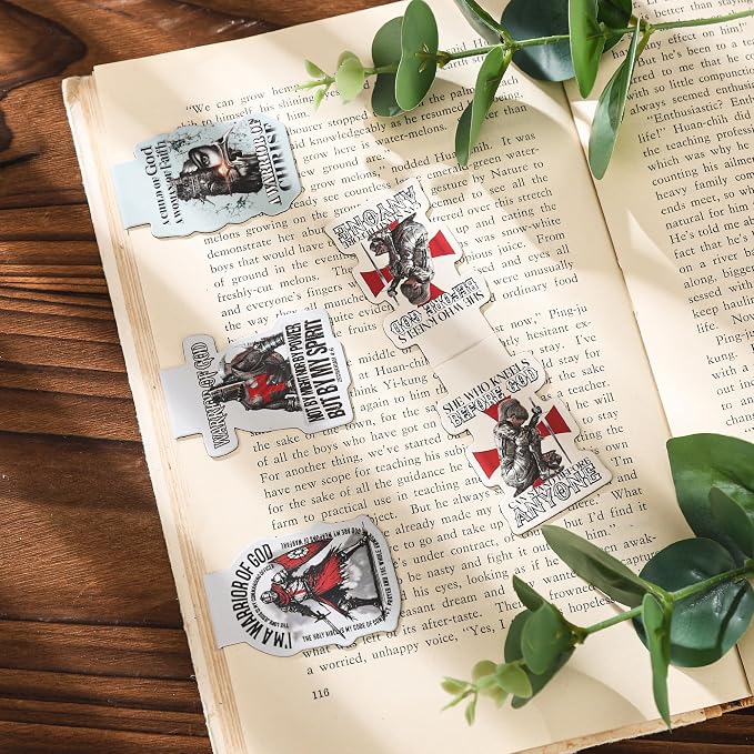 Armor of God Magnetic Bookmarks - 24 Pcs Christian Inspirational Full Warrior Magnet Book Mark Bible Verse Religious Scripture Bulk Page Markers Reading Men Lovers Gifts School Accessories