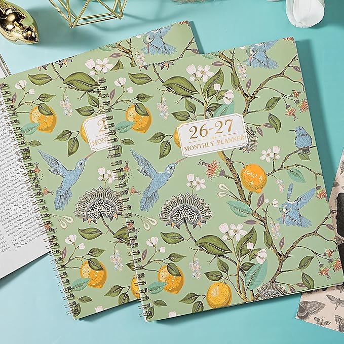 Monthly Planner 2026-2027 - Planner 2026-2027, JUL 2026 - JUN 2027, 26-27 Monthly Planners 9" x 11" with Colorful Tabs, 12-Month Planner/Calendar with Pocket, Thick Paper, Twin-Wire Binding - Lemon