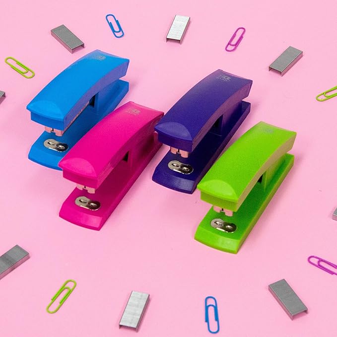 BAZIC Products Desktop Stapler Standard (26/6), 20 Sheets Bright Color Desktop Staplers for Home Office School, 144-Packs