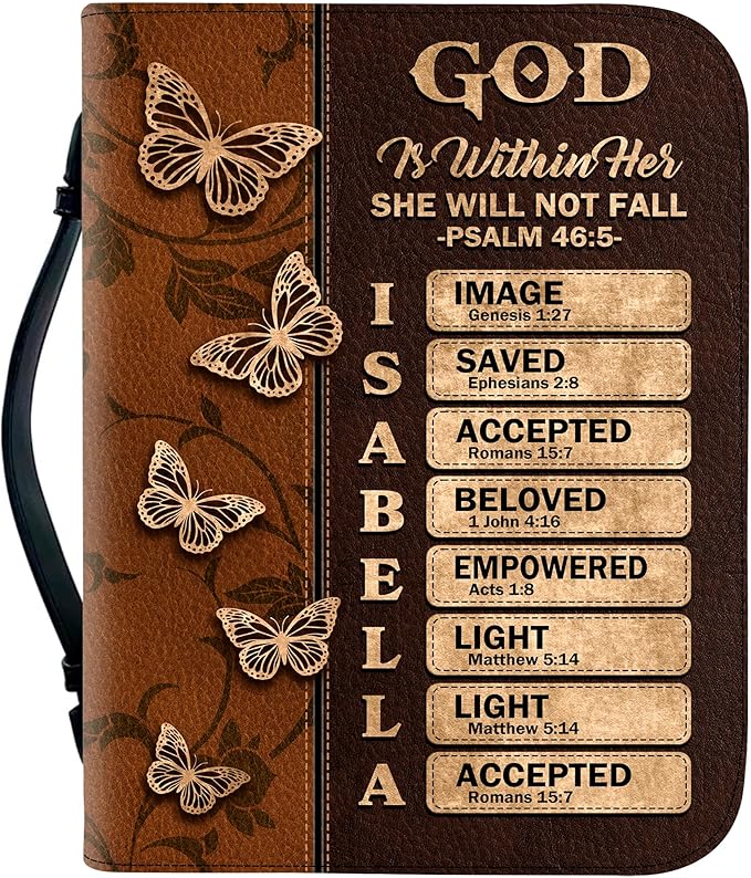 Personalized Bible Cover for Men, Christian Bible Case PU Leather, Jeus Bags Religious Appreciation Gifts for Women Girls Daughter Christian with Handle Zipper (BIBLE-01, M-2Xl)