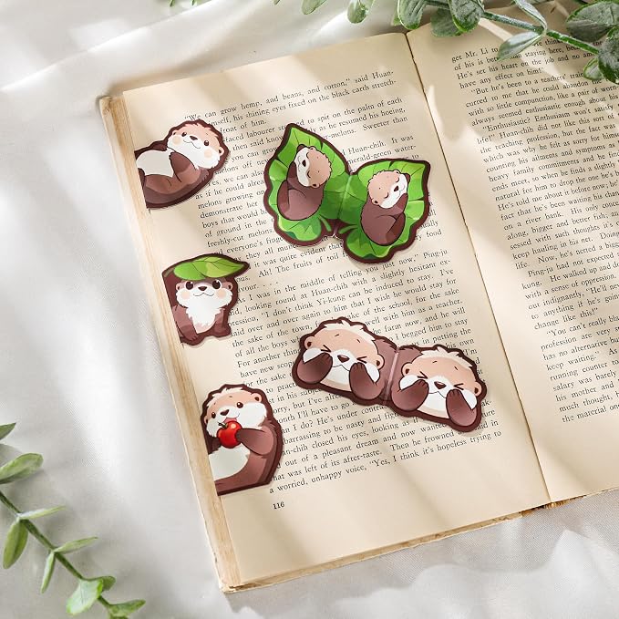 Otters Magnetic Bookmarks Gifts - 8 Pcs Cute Animals Bookmark for Women Book Lovers Students Funny Page Clips Office Reading Accessories Bookworms Gift for Birthday Christmas