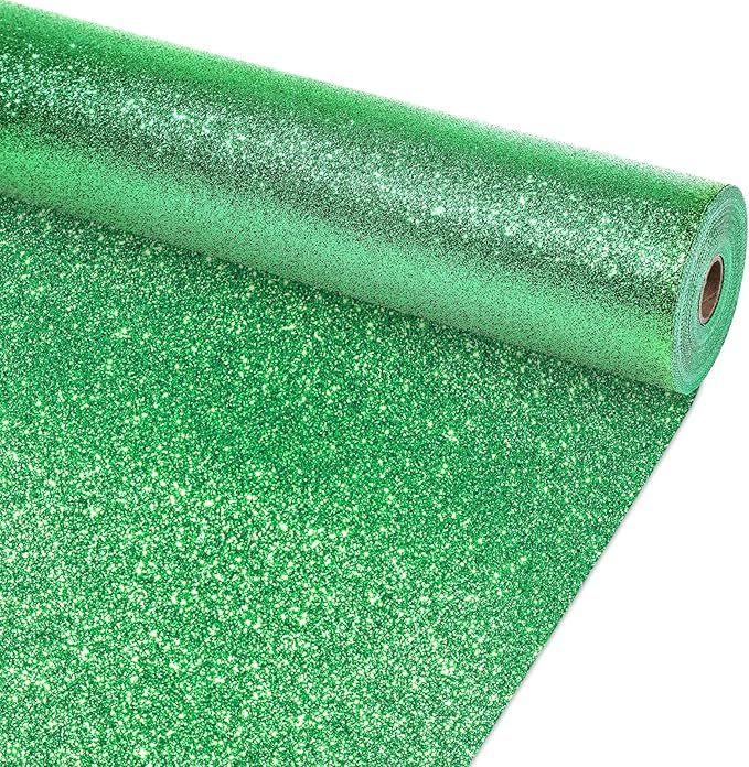 Glitter Bulletin Board Roll Green Bulletin Board Paper Sparkle Green Wrapping DIY Art Crafts Fade Resistant Wrinkle Resistant Poster for Classroom Office Home Backdrop Decoration 15.7" x 40 Ft