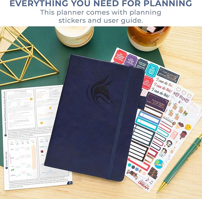 Clever Fox Dated Hourly Weekly Planner 2026 – Daily, Monthly & Yearly Agenda Organizer with Time Slots – Hardcover Journal, A5 Size (Dark Blue)