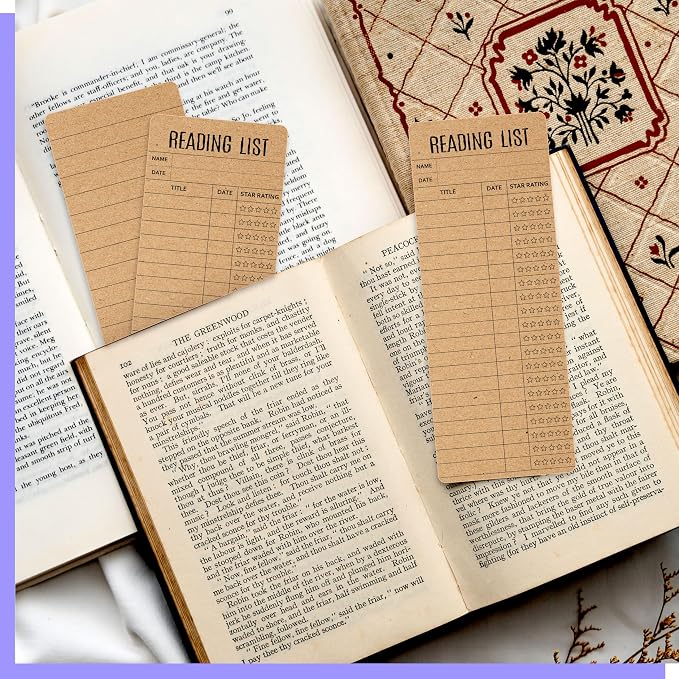 110 PCS Reading List Bookmarks, Kraft Book Tracker and Reading Log Bulk Bookmarks for Book Lovers, Students, Teachers, Graduation Gifts, Back-to-School Supplies (3” x 7.9”)