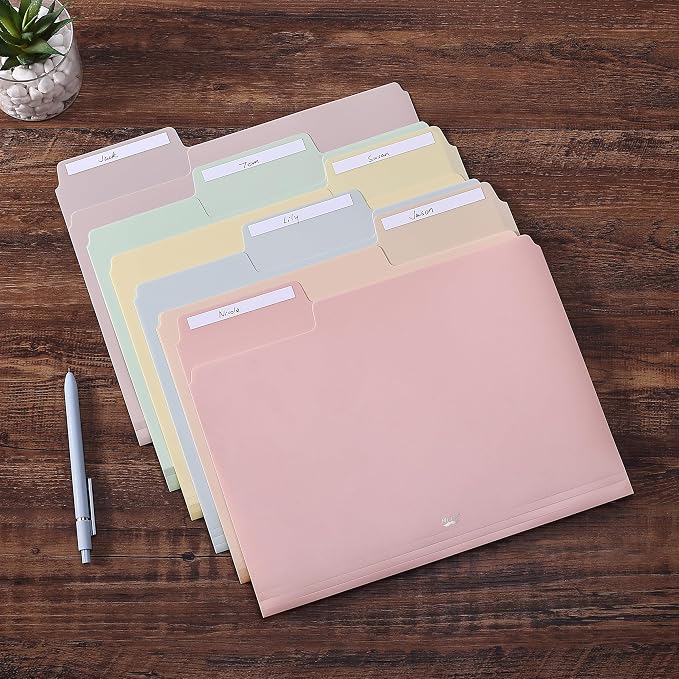 Mr. Pen- File Folders, 1/3 Cut Tab, 6 Pack, Morandi Colors, Letter Size, Colored File Folders, Letter File Folders