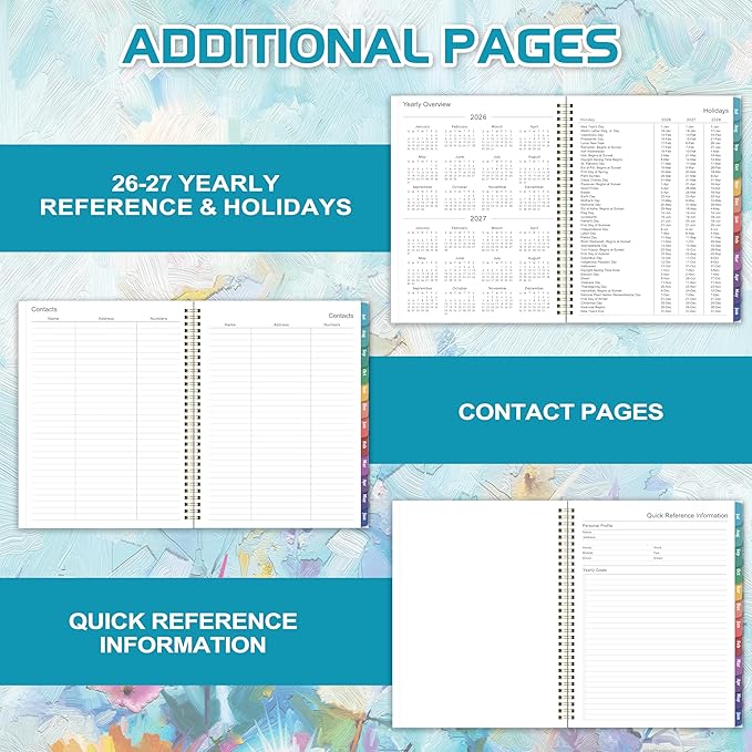 Planner 2026-2027 - Academic Planner 2026-2027, July 2026 - June 2027, 8.5" x 11", Calendar Planner with Colorful Monthly Tabs, Twin-wire Binding, Holidays, Back Pocket