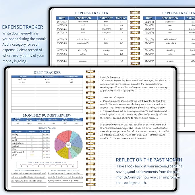 Budget Planner - Monthly Financial Planner Organizer with Expense Budget Book/Expense Tracker Notebook/Accounting Book for School, Home, Office, Monthly Organizing & Planning - Black