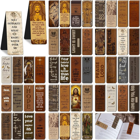 96Pack Magnetic Bookmarks Bible Bookmark Christian Bookmarks Bulk Book Marks for Reading Women Men Adults Kids Book Lovers Gifts, Cute Personalized Religious Magnet Bookmark Clips (Art Retro)