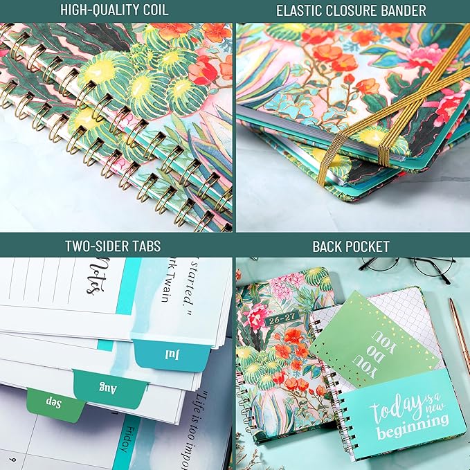 2026-2027 Planner - Academic Planner 2026-2027 from July 2026 - June 2027 with To-Do List, 6.3'' x 8.4'', Strong Twin-Wire Binding, Inner Pocket, Elastic Closure