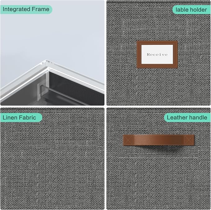 File Organizer Box with Lid File Box for Hanging Decorative File Organizer with One-Piece Integrated Plastic Slide Rail(Grey, 13.2x10.1x10.1inch(2pack))