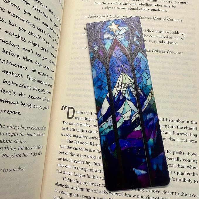 TwoDays Fantasy Stained Glass Art Transparent PVC Bookmarks, Dark Romance Merch for Readers, Romantasy Inspired Bookish Gifts for Book Lovers Booktok, Book Accessories (Set of 3, 6'' x 2'')
