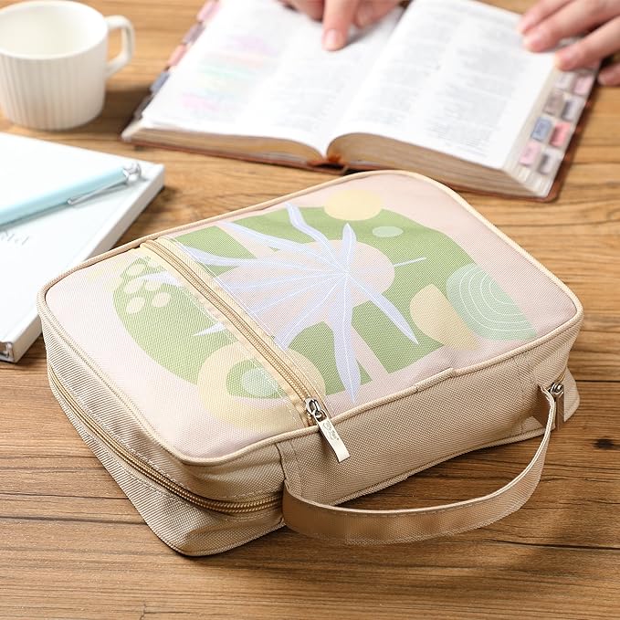 Mr. Pen- Bible Cover Case, Carrying Book Case with Durable Handle and Zippered Pocket, Bible Protective Church Bag for Men & Women, Christian Gifts, Earthy Botanica
