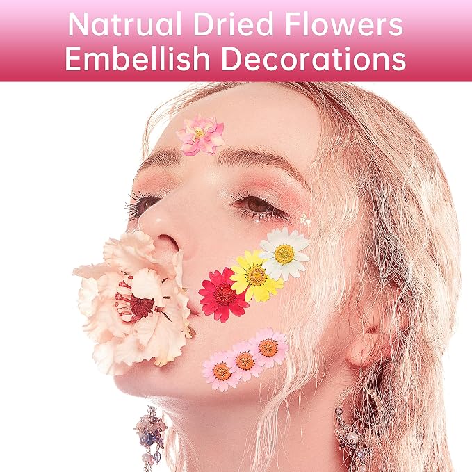 Dried Flowers, Kaluofan 45PCS Real Pressed Flowers, Dried Flowers for Resin Crafts, for Bookmark Resin Scrapbooking Jewelry Crafts Making, Candle and Nails Decoration