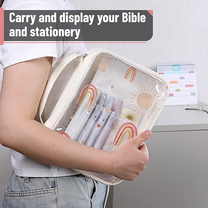Mr. Pen- Bible Cover Case, Carrying Book Case with Durable Handle, Bible Protective Church Bag for Men & Women, Christian Gifts, Clear